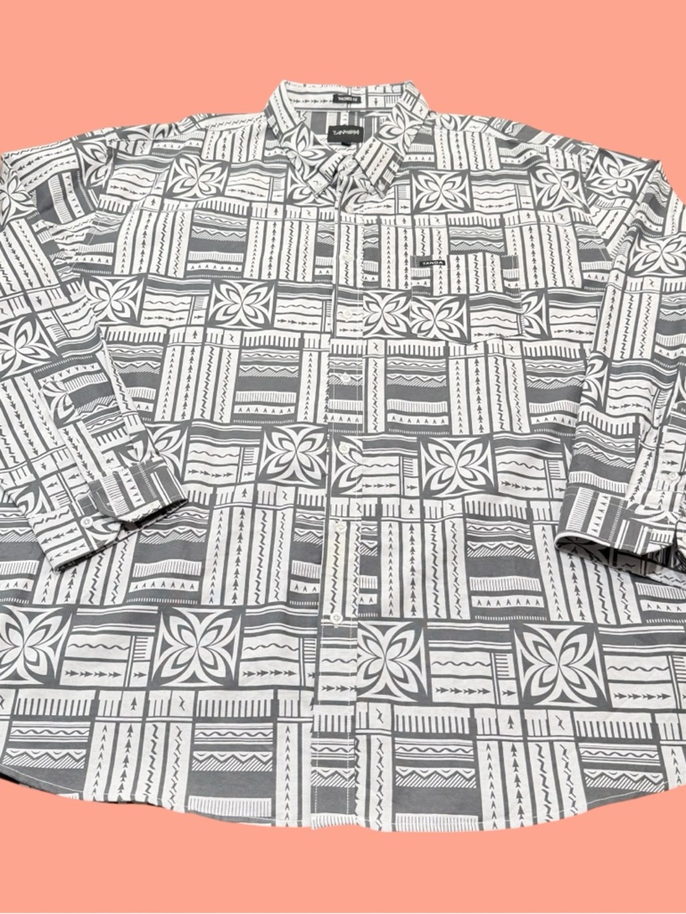 Tanoa Hawaiian Long Sleeve Shirt Mens 6XL Tapa Tribal Polynesian Alohawear - Picture 4 of 10